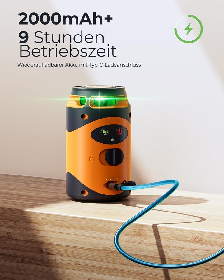 Kreuzlinienlaser mit Stativ, CIGMAN Kreuzlinienlaser Selbstnivellierend, Grüne Nivelliergerät Laser-