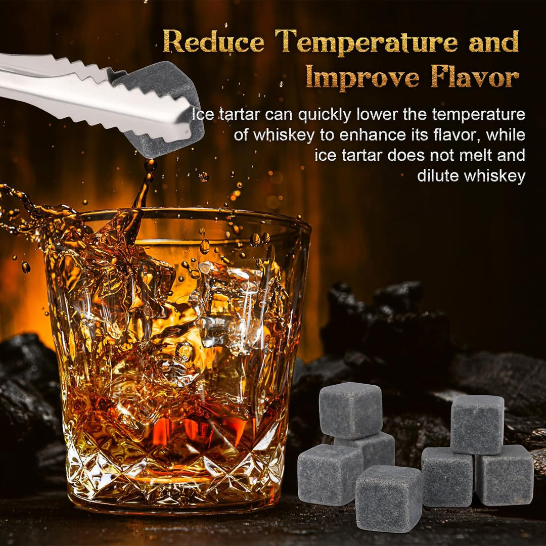 Whisky Geschenk Set,Whisky Steine Geschenkset,Whiskey Gläser Set Enthalten 8 Whiskey Steine & 2 Whis