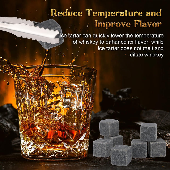 Whisky Geschenk Set,Whisky Steine Geschenkset,Whiskey Gläser Set Enthalten 8 Whiskey Steine & 2 Whis