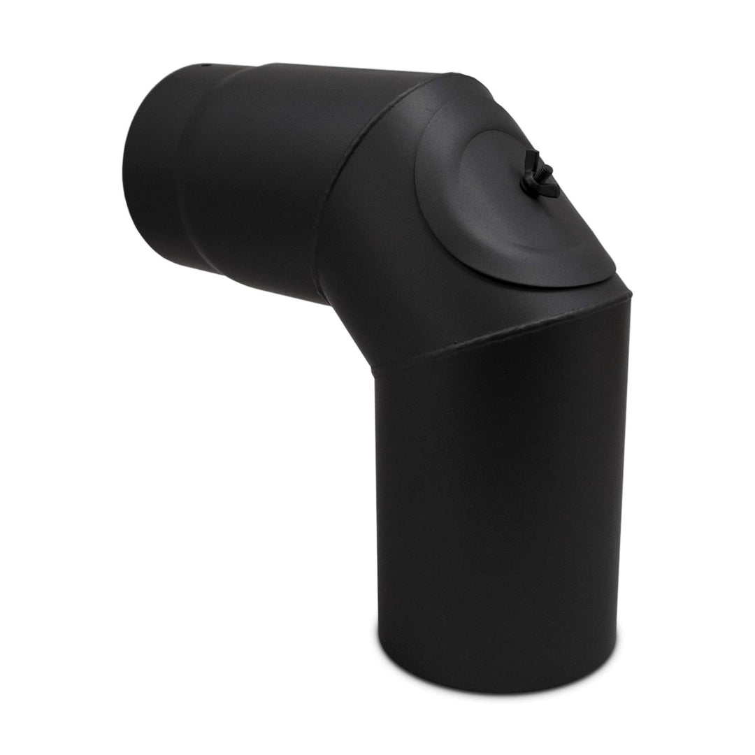 LANZZAS Ofenrohr Bogen 90° mit Tür, im Durchmesser 120 mm - Farbe: schwarz - Rauchrohr