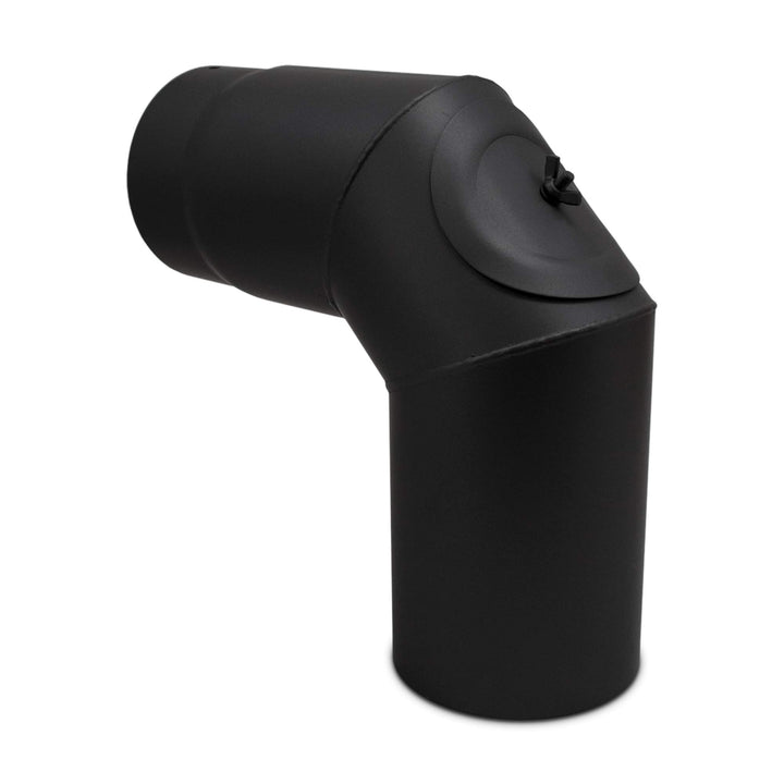 LANZZAS Ofenrohr Bogen 90° mit Tür, im Durchmesser 120 mm - Farbe: schwarz - Rauchrohr