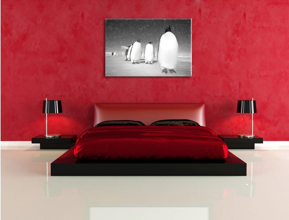 Pixxprint Kaiserpiguine in Antarktis Kunst/Format: 100x70cm / Leinwandbild fertig bespannt Wandbild