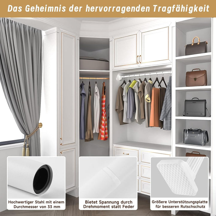 Gardinenstange ohne Bohren - Teleskopstange für Vorhänge, Belastbar bis 85kg, 75-120cm Länge, 33mm D