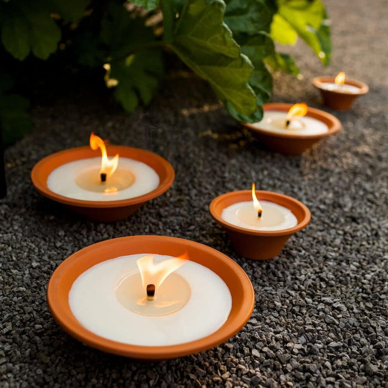 Flammschalen für draussen 4 Stück - Outdoor-Kerzen Terracotta - Perfekt für deinen Garten - Feuersch