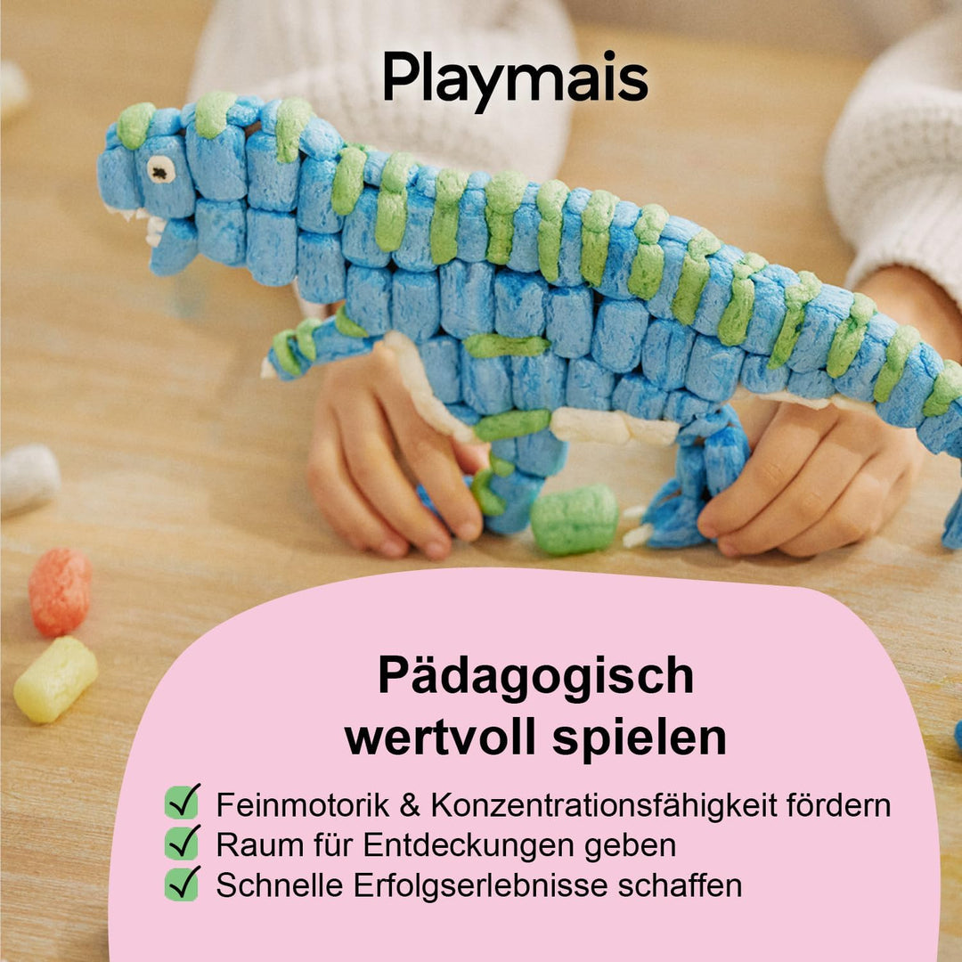 Playmais Classic Dinoworld | 800 Teile | Bastelset | natürliches Spielzeug | inkl. Schwämmchen, Bast