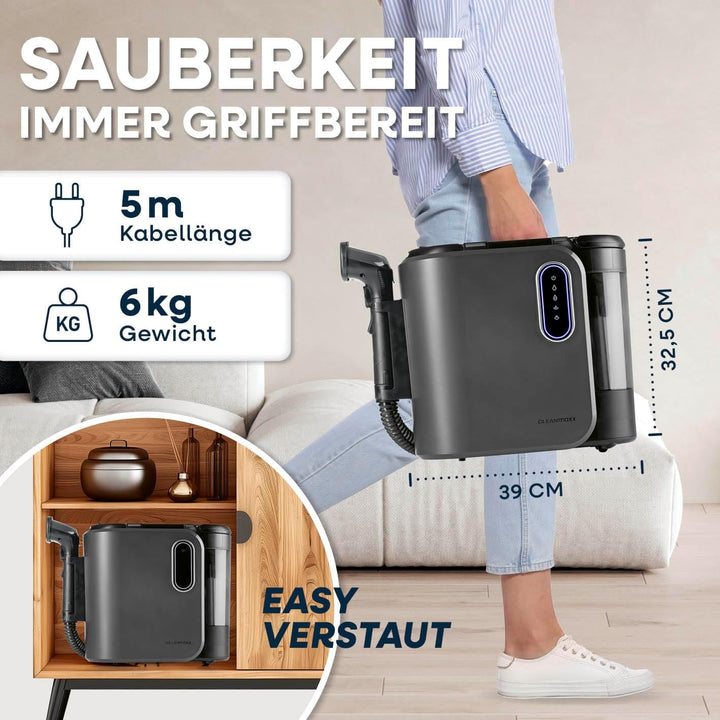 CLEANmaxx Polster- & Teppichreiniger Pro Steam | 3in1: Polsterreiniger, Spot Cleaner, Waschsauger |