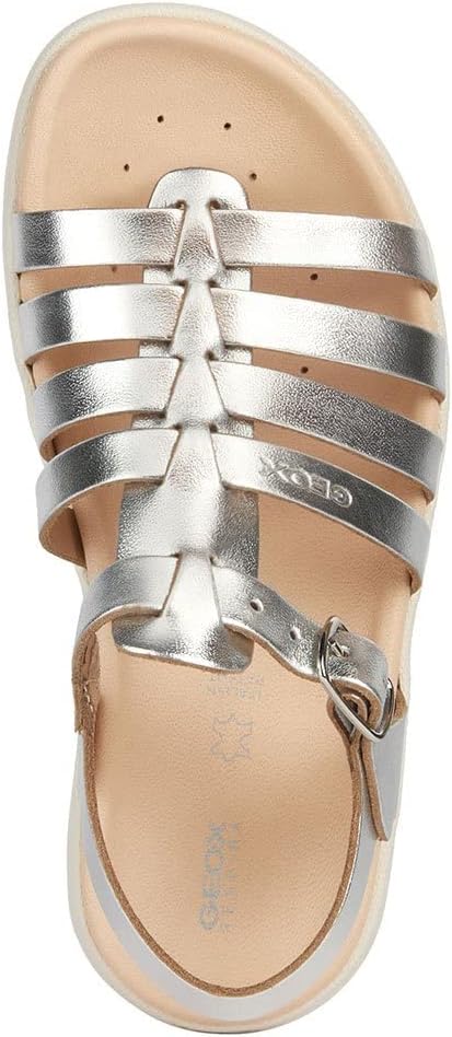 Geox Jungen Mädchen J SOLEIMA Gir Sandal, Silver, 24 EU