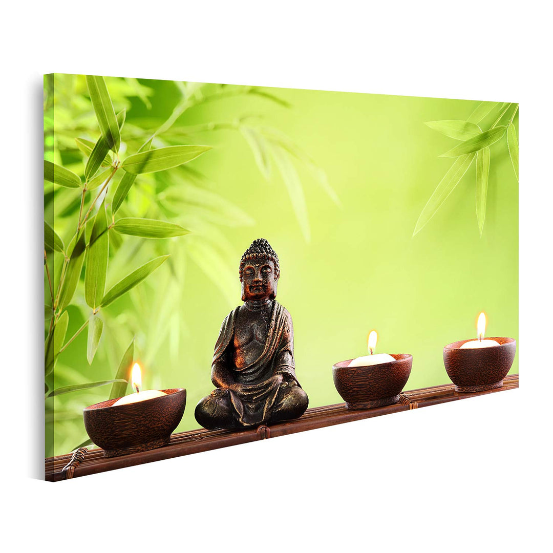 islandburner Bild auf Leinwand Buddha In Meditation Bilder Wandbilder Poster Leinwand 100x57cm, Lein
