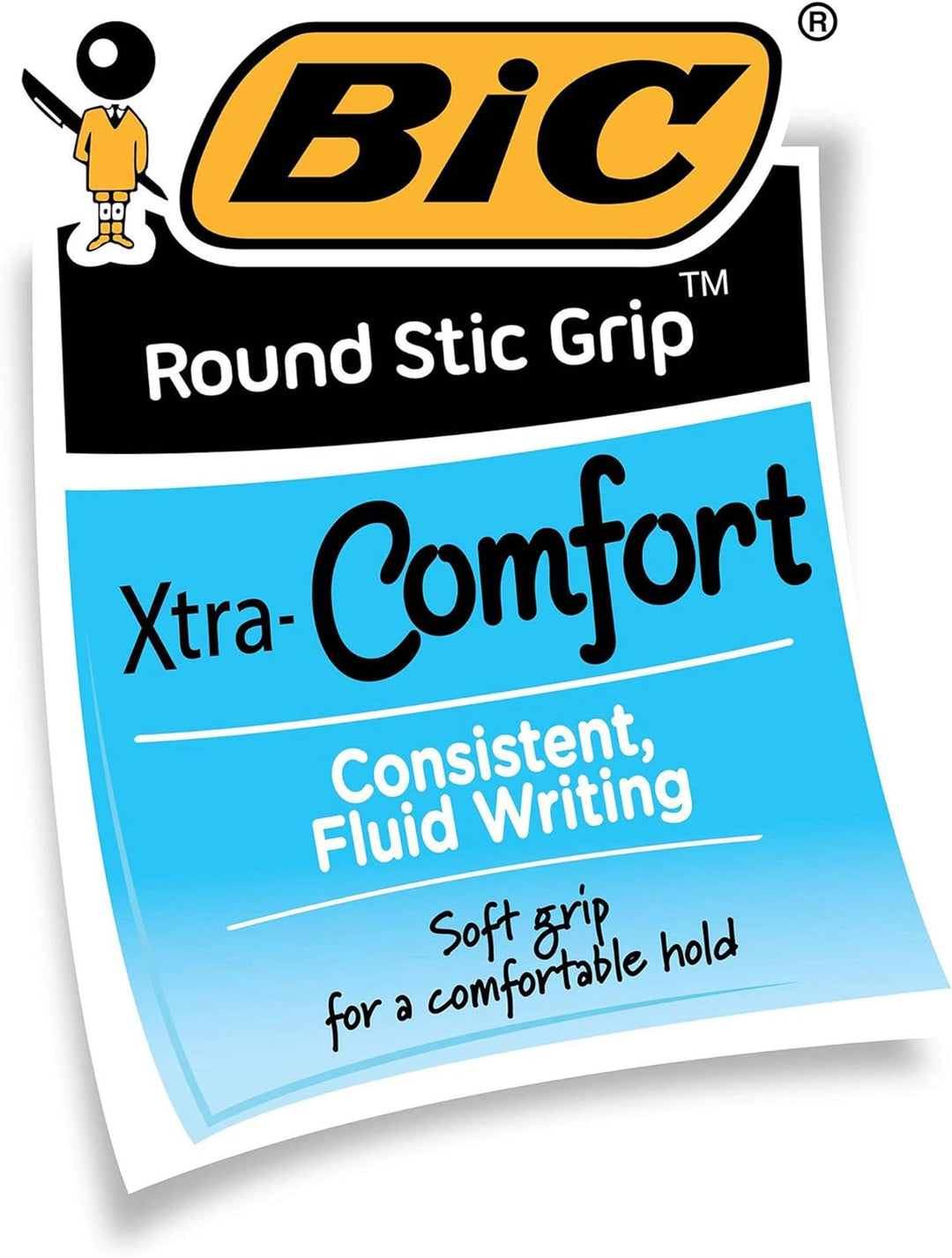 Ultra Round Stic Grip Ballpoint Stick Pen, Blue Ink, Medium, Dozen