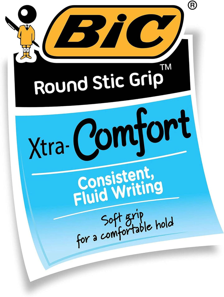 Ultra Round Stic Grip Ballpoint Stick Pen, Blue Ink, Medium, Dozen