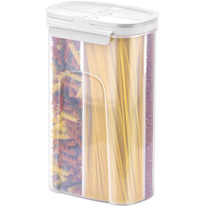 poeland Vorratsdosen mit integrierter Trennwand / 4 Fächer für Spaghetti, Nudeln, Müsli, weiss, Weis