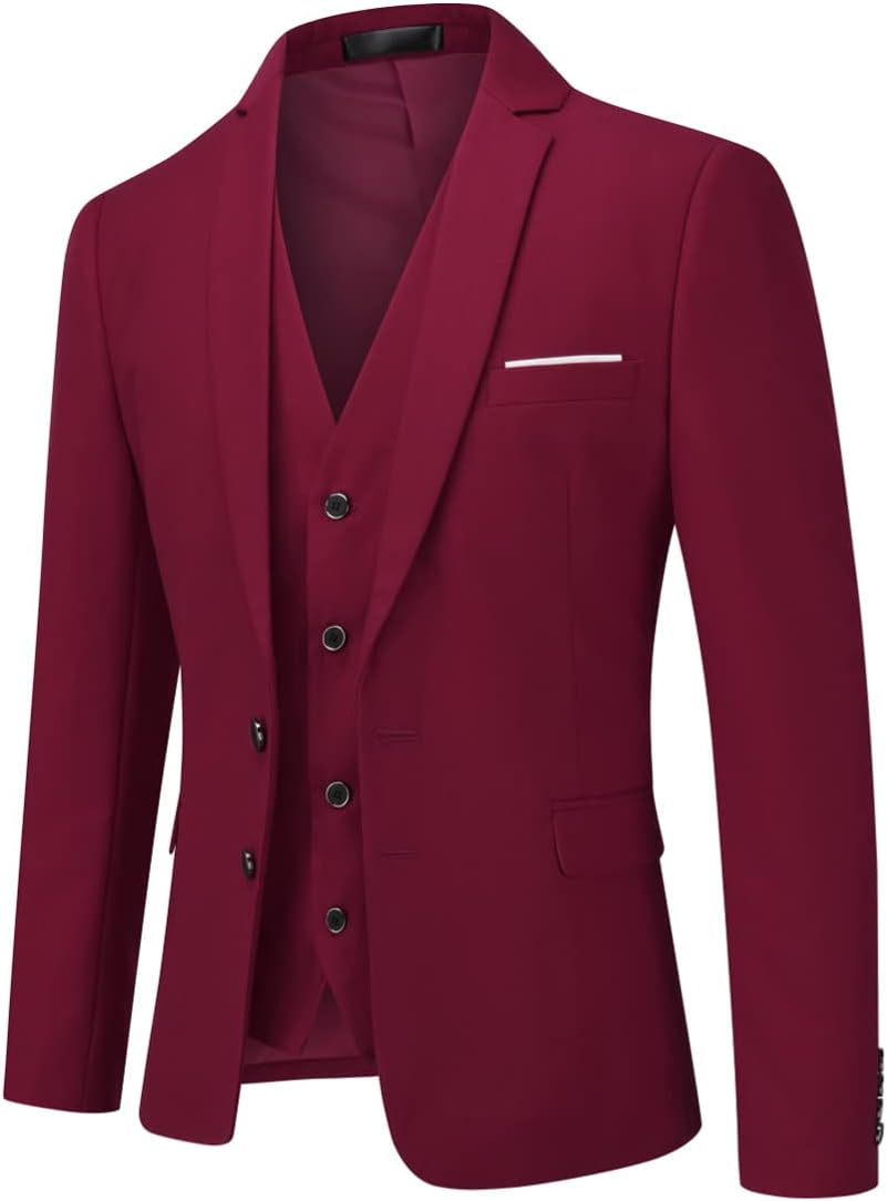 YOUTHUP Anzug Herren 3 Teilig Anzüge Slim Fit 2-Knopf Herrenanzug Modern Formell Sakko Weste Hose fü