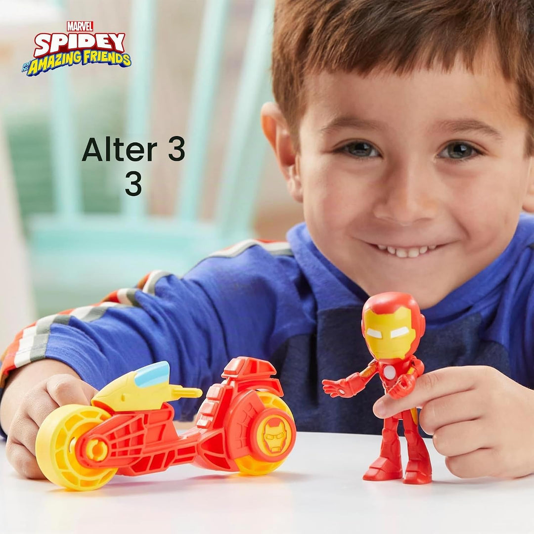 Marvel Spidey and His Amazing Friends, Iron Man Action-Figur &amp; Spielzeug-Motorrad Spielset IRON MAN