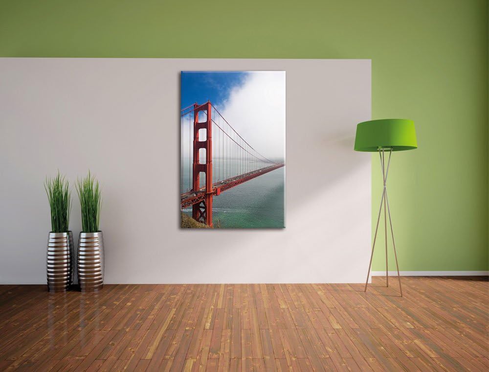 Pixxprint Golden Gate Bridge San Francisco / 100x70cm Leinwandbild bespannt auf Holzrahmen/Wandbild
