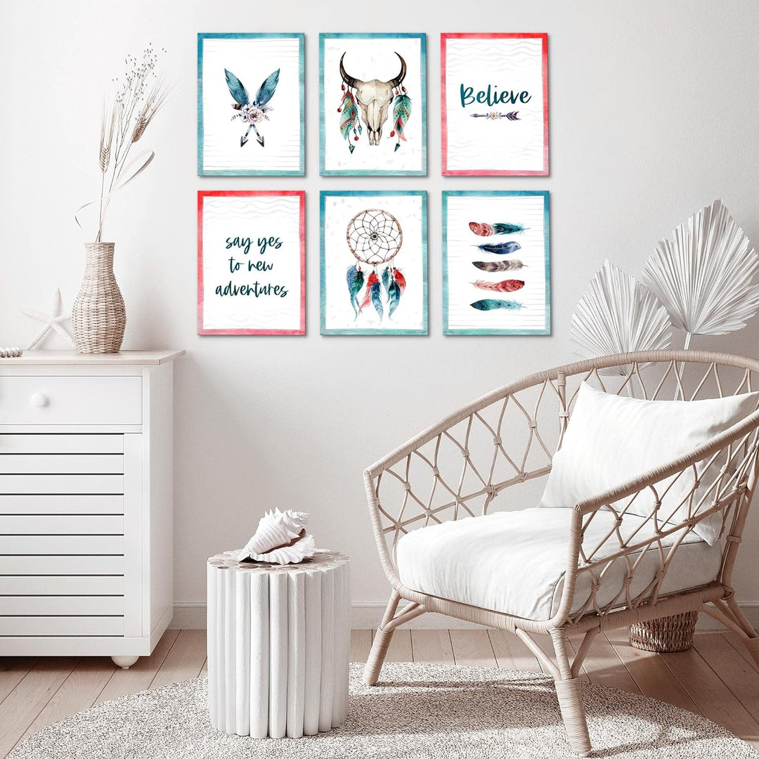 Novart Set Wandbilder - KEIN EXTRA RAMEN BENÖTIGT - Wohnzimmer Schlafzimmer - Bilder Modern Traumfän
