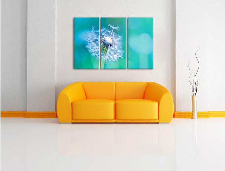 Pixxprint Schöner weisser Löwenzahn als Leinwandbild - Grösse: 3-Teilig (120x80cm) - Wandbild - Kuns