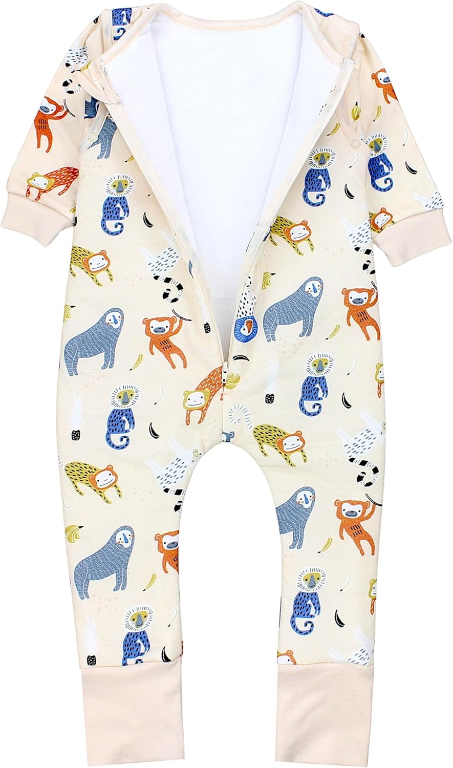 Schlafsack mit Füssen aus Bio-Baumwolle – Baby Schlafsack 2.5 TOG mit Beinen & Ärmeln, OEKO-TEX, Aff