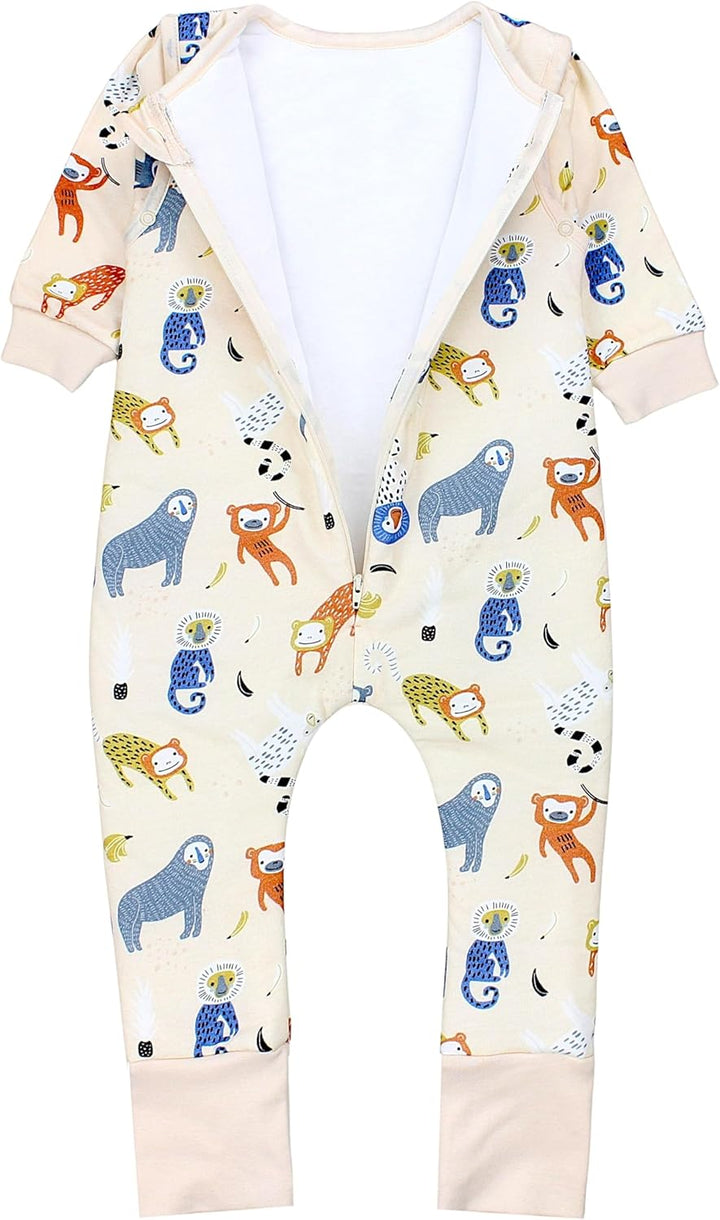 Schlafsack mit Füssen aus Bio-Baumwolle – Baby Schlafsack 2.5 TOG mit Beinen & Ärmeln, OEKO-TEX, Aff