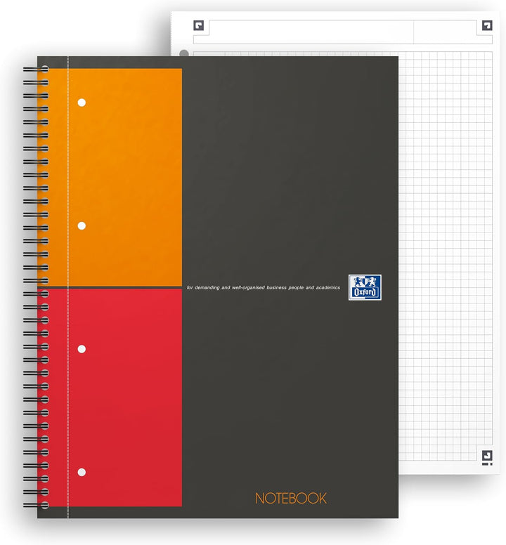 Oxford Notebook International A4, kariert, 160 Seiten, stabiler Kartondeckel, 5 Stück A4 5 Stück kar