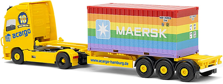 Herpa - Volvo FH Gl. XL 2020 Container-Sattelzug Acargo 10 Jahre / 20 ft. Maersk Rainbouw, 315364, M