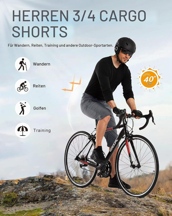 33,000ft Herren 3/4 Hose Cargo Shorts Kurze Wanderhose Stretch Leichte Radhose Sommer Capri Dreivier