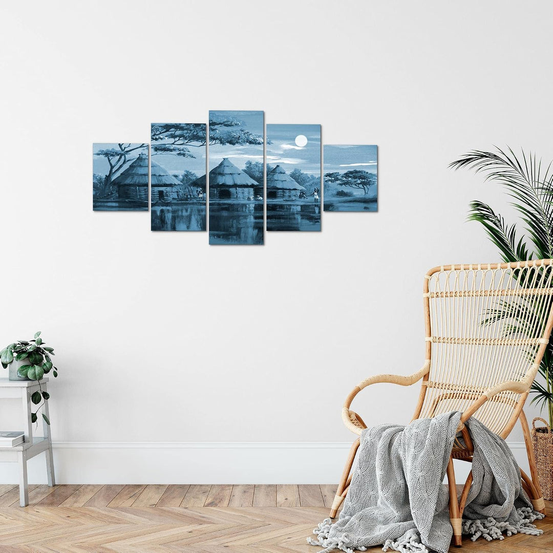 Runa Art Wandbilder Afrika Massai 5 Teilig Bild auf Vlies Leinwand Deko Wohnzimmer Schlafzimmer Sonn