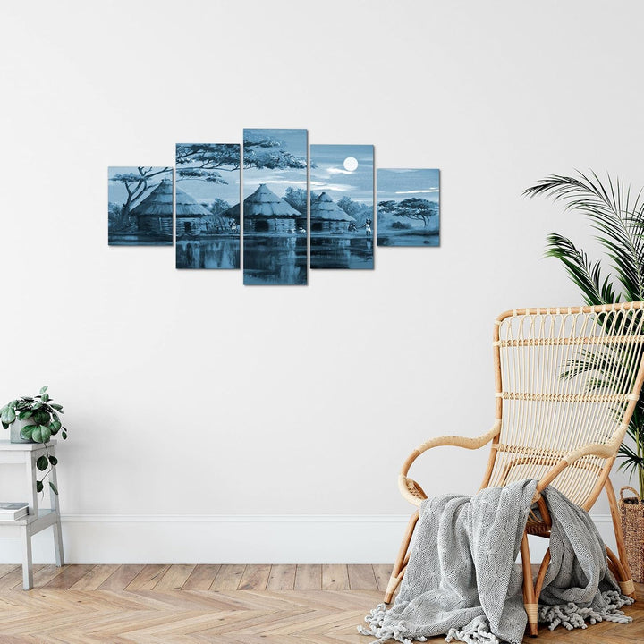 Runa Art Wandbilder Afrika Massai 5 Teilig Bild auf Vlies Leinwand Deko Wohnzimmer Schlafzimmer Sonn