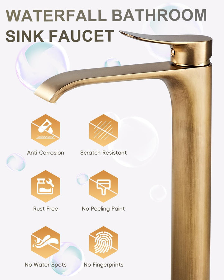 Wasserhahn Bad Badarmatur Antikes Messing Wasserfall Hoch Waschtischarmatur Einhebel Mischbatterie f