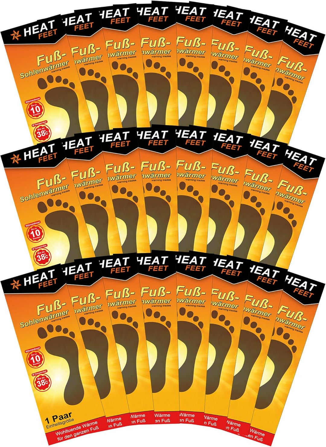 24 Paar HEAT FEET Wärmesohlen, Heizsohlen, Einlage Fusswärmer, wärmende Sohlen, warme Einlegesohlen,