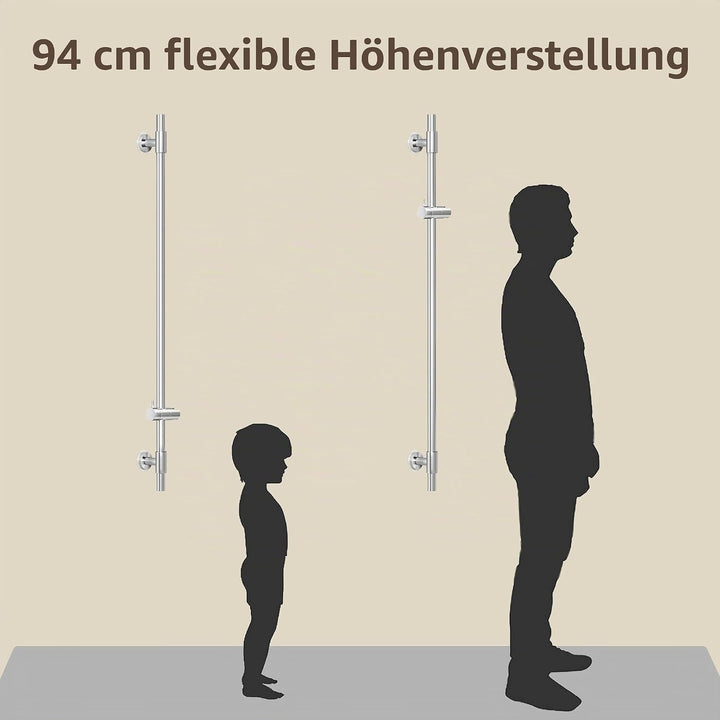 KES Duschstange ohne Bohren Brausestange mit Duschkopfhalterung 18/8 Duschstange Edelstahl 18/8 Wand