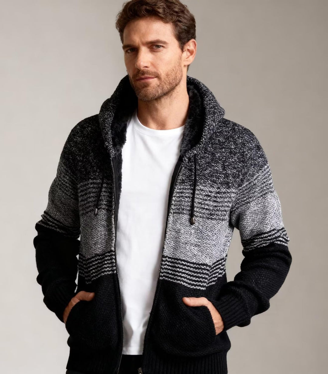 Shuanghao Herren Hoodie mit Kapuze Pullover Pulli Strick-Sweatshirt-Strickjacke-Cardigan, Freizeit-W