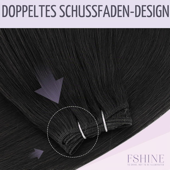 Fshine Tief Schwarz Tressen Extensions Echthaar Brasilianische Haarbündel 30cm 80g Haartressen Echth