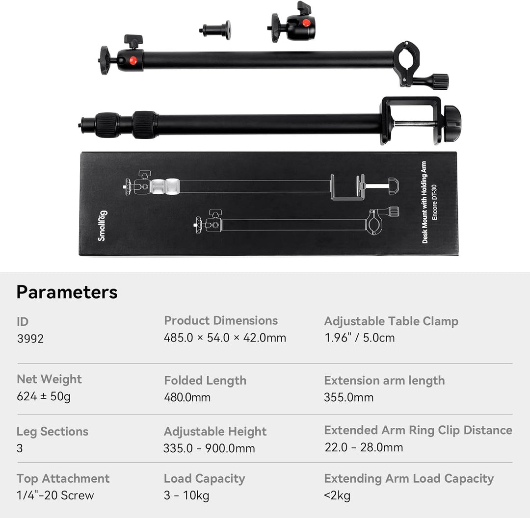 SMALLRIG Kamera-Tischhalterung mit magischem Arm und 1/4-Zoll-Kugelkopf, Verstellbarer 13-35,4-Zoll-