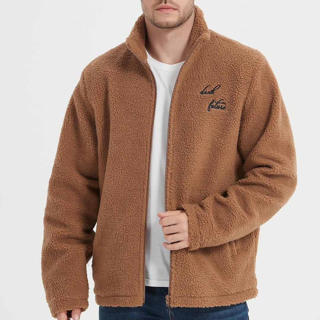Duohropke KuschelFleece Pullover für Herren Sweatshirt mit Teddyfell Kuschelpulli Flauschig Teddyfle