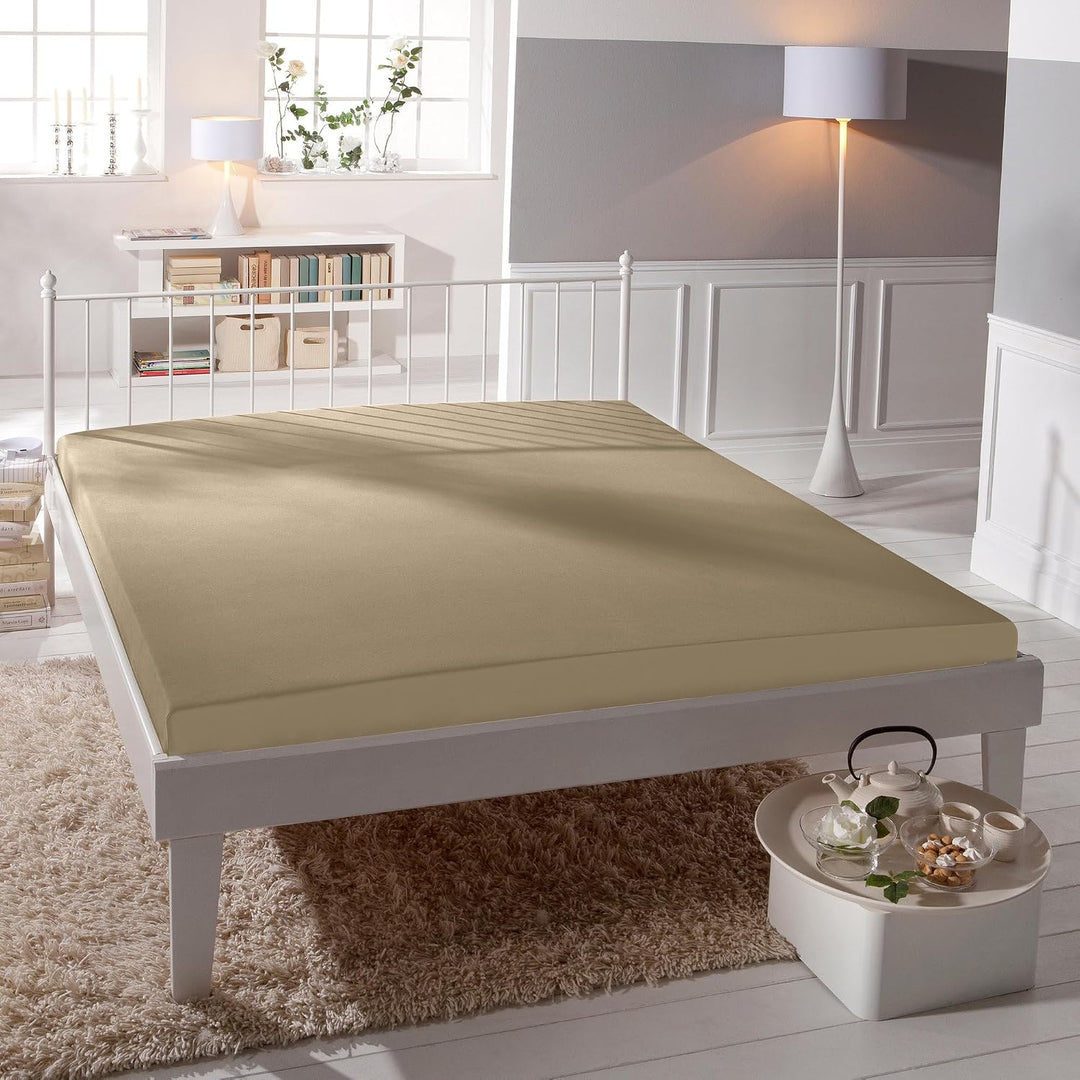 Bassetti Spannbettlaken Uni 4A/498 Taupe Baumwolle/Elastan, Masse: 140cm x 200cm, 160cm x 220cm, 930