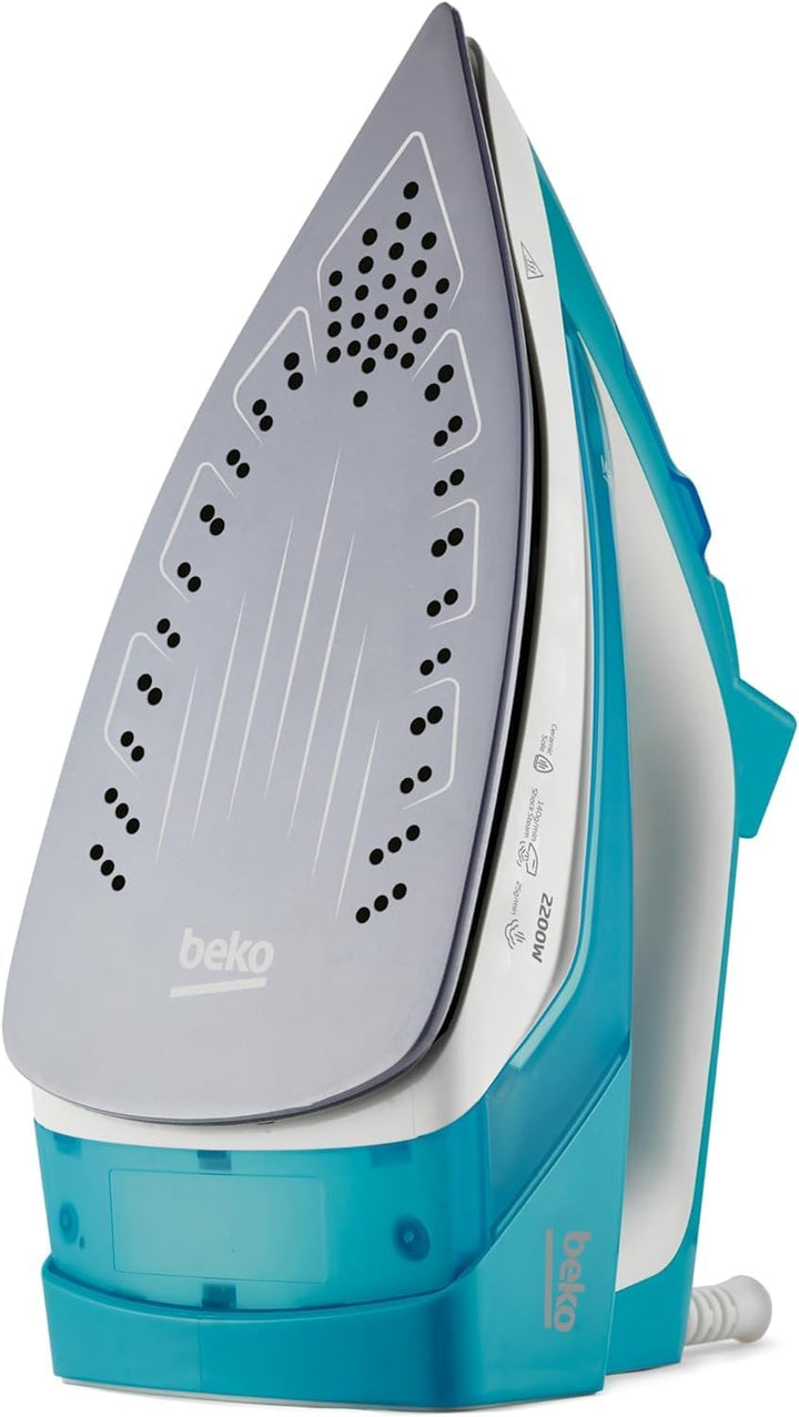 Beko - SIM3122T - Bügeleisen, 2200 Watt, vertikales Bügeln, automatische Reinigung, 240 ml - Hellbla