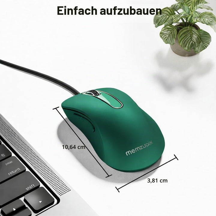 memzuoix Maus mit Kabel – Optische USB-Maus mit 1400 DPI, 5 Tasten, ergonomisches Design, 1,5 m Kabe