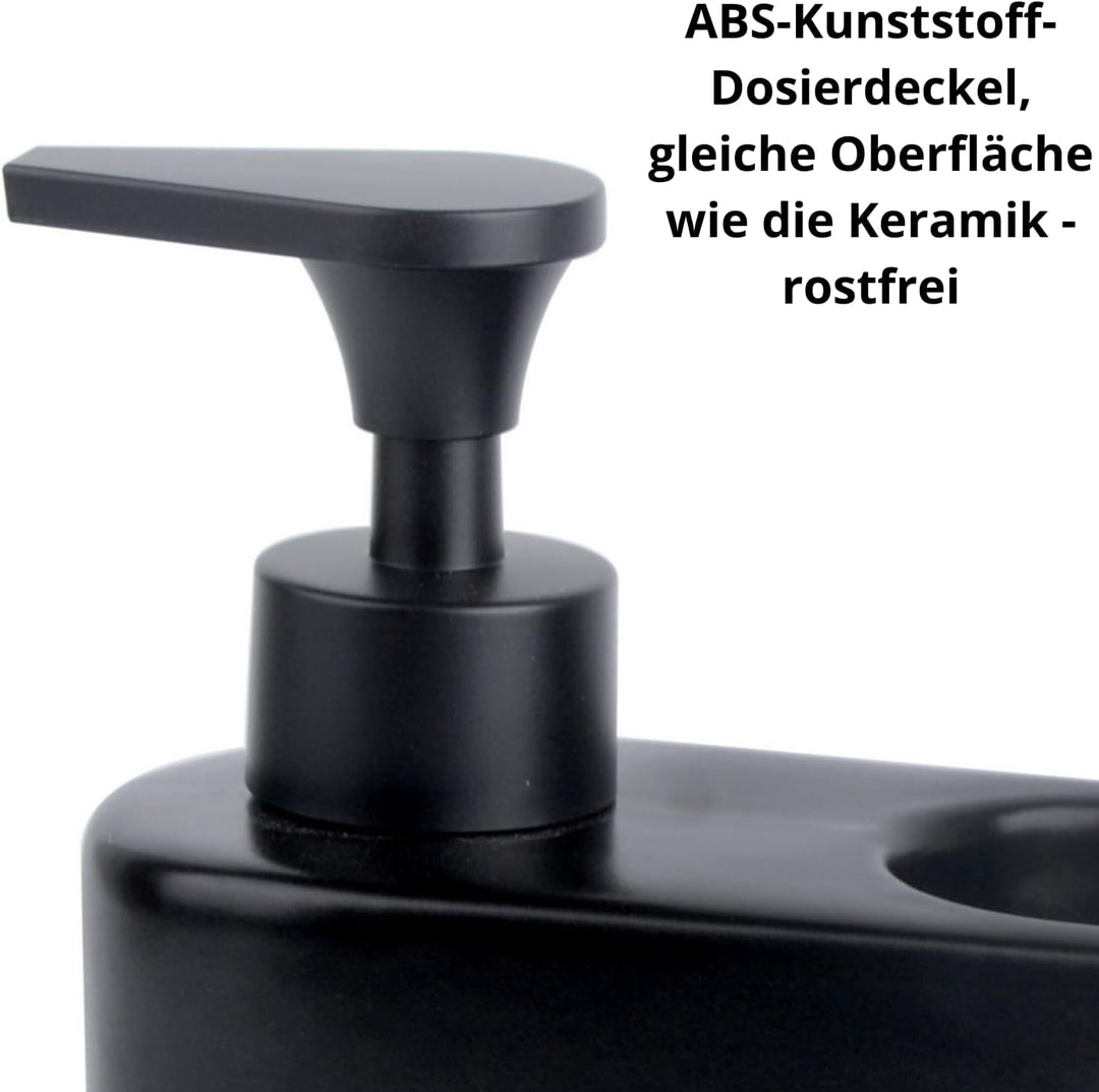 Spülmittelspender für Küche, Matt Schwarz Keramik Seifenspender, Spüli Spender, Spülspender und Soap
