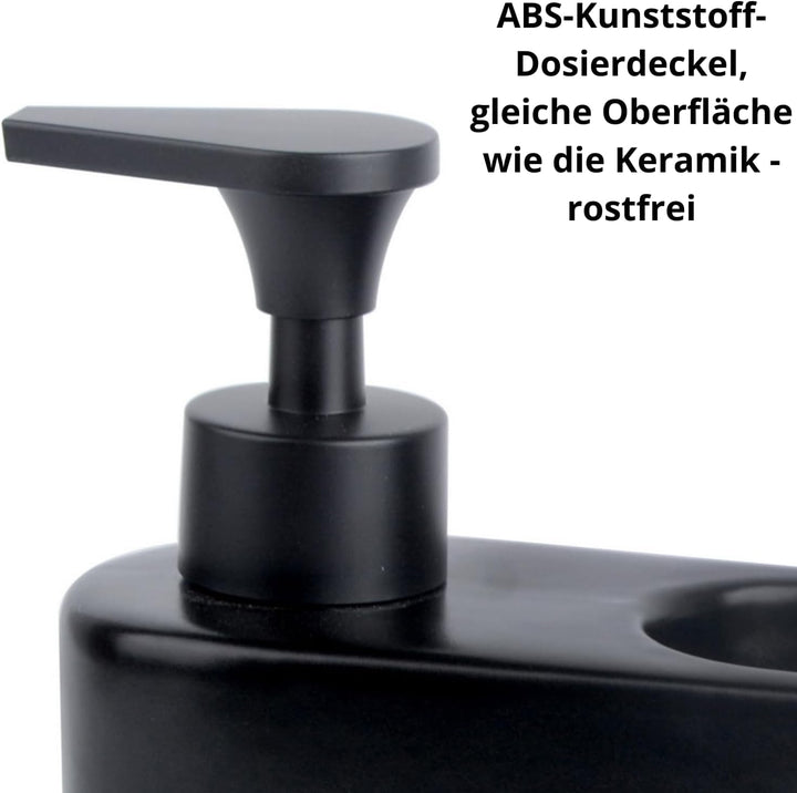 Spülmittelspender für Küche, Matt Schwarz Keramik Seifenspender, Spüli Spender, Spülspender und Soap