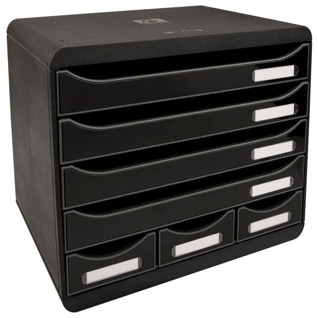 Exacompta 307714D Ablagebox Glossy Querformat mit 7 Schubladen für DIN A+ Dokumente. Belastbare Schu