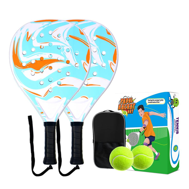 Padel Schläger-Set mit ABS-Oberfläche und Eva-Schaumkern, für Erwachsene, inklusive Zwei Bällen und