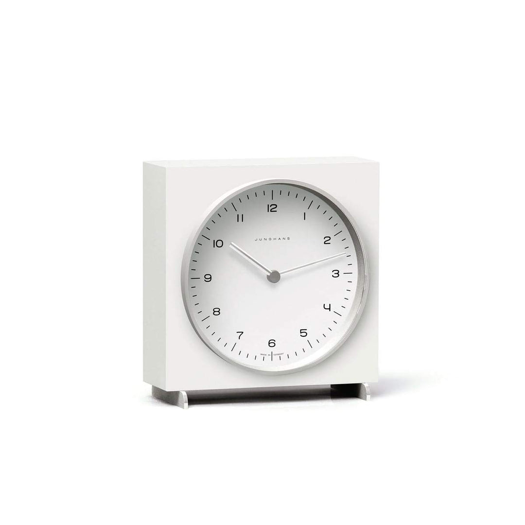 JUNGHANS Max Bill by Table Clock, Ziffernblatt weiss, 16,4 x 17,4 x 5,5 cm, Klassisch