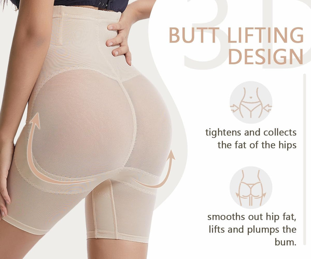 Damen Bauchweg Miederpants Shapewear Hohe Taille Unterhose mit Bein Figurformende Miederhose Stark F