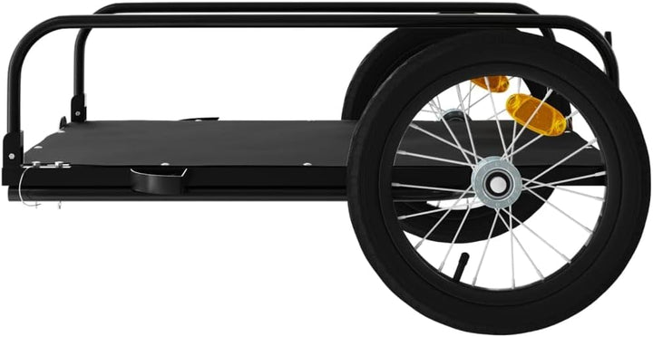 Mangloder Fahrradanhänger Schwarz 135x70x Eisen mit, Deichsel, Sicherheitsflagge, faltbar, ideal für