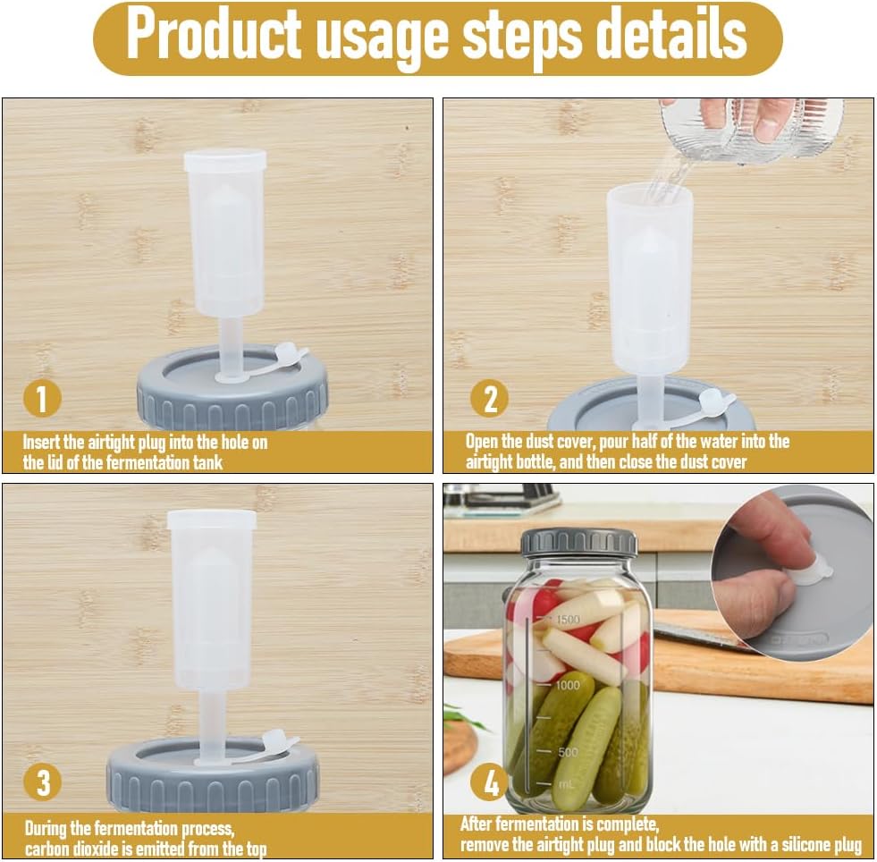 2er Fermentierglas 64oz/1.9L, Kimchi Behälter mit Luftschleuse, Gross Fermentationsglas, Glas Dosen