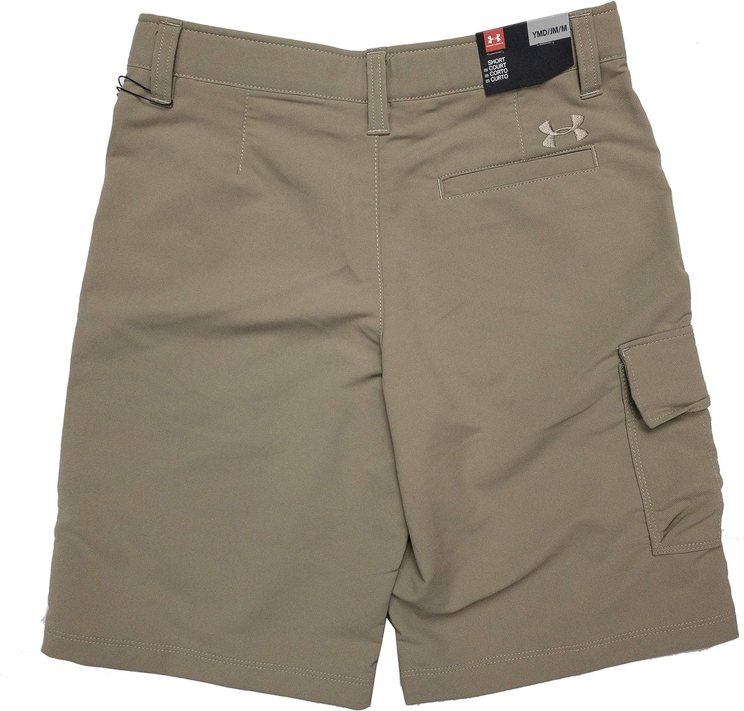 Under Armour Boys HeatGear Loose Fit Cargo Match Play Flat Front Casual Shorts (Canvas Beige, Youth