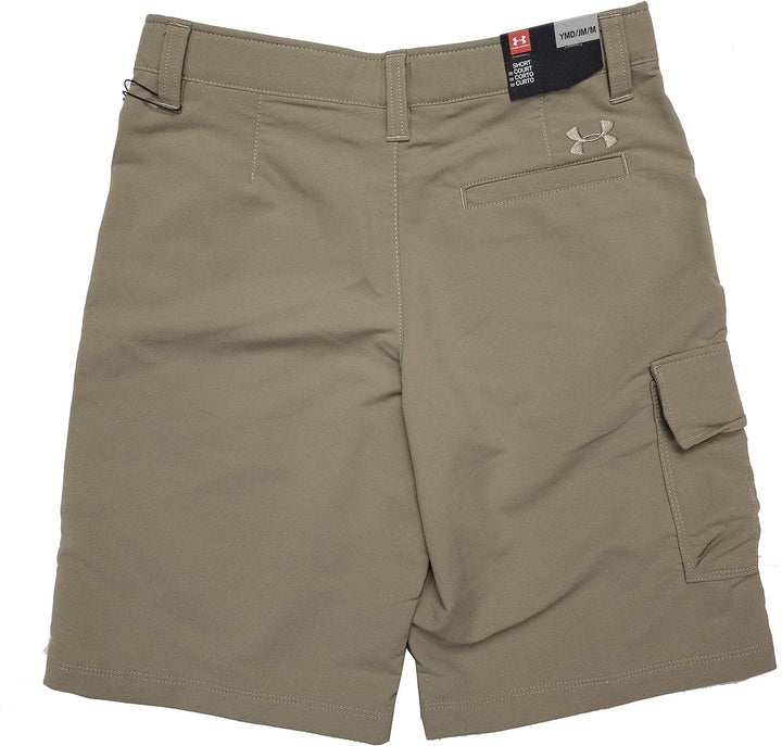Under Armour Boys HeatGear Loose Fit Cargo Match Play Flat Front Casual Shorts (Canvas Beige, Youth