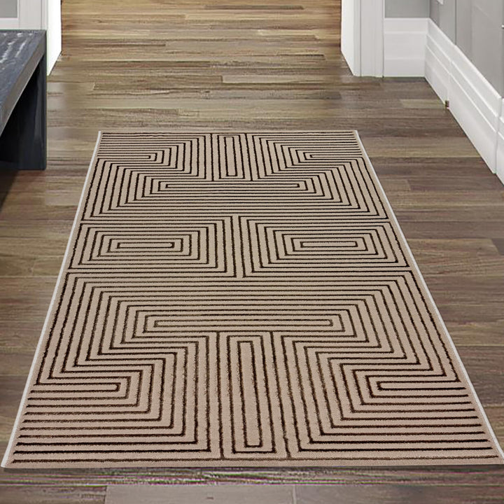 Teppich-Traum Teppich für Wohnzimmer Esszimmer Schlafzimmer 3D-Relief modern geometrisch pflegeleich