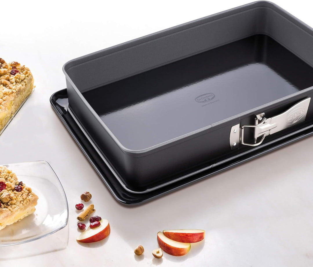 Dr. Oetker Rechteckige Springform mit Servierboden 38 x 25 cm Back-Idee – Eckige Backform mit Schnit