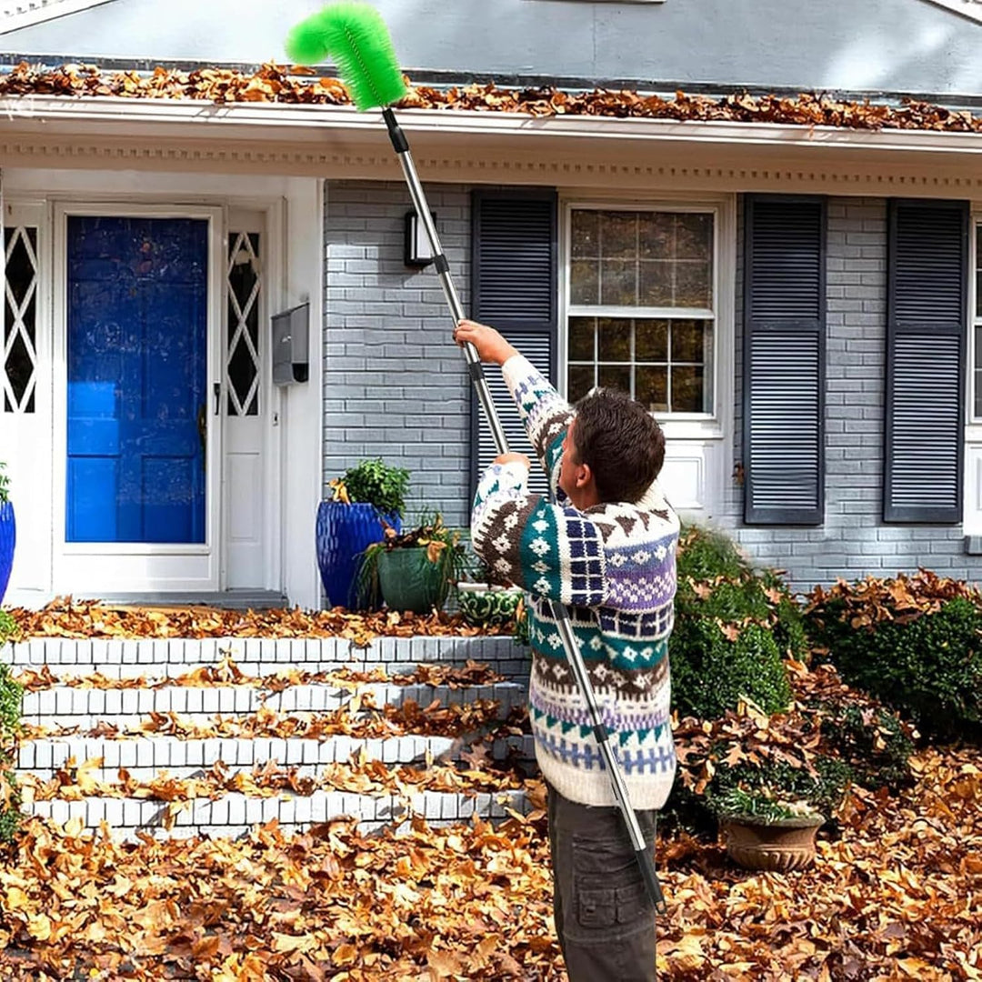 390cm Dachrinnenreiniger Dachrinnenbürste und Reinigungslöffel Schaufel 2 in 1, Dachrinnenreinigungs